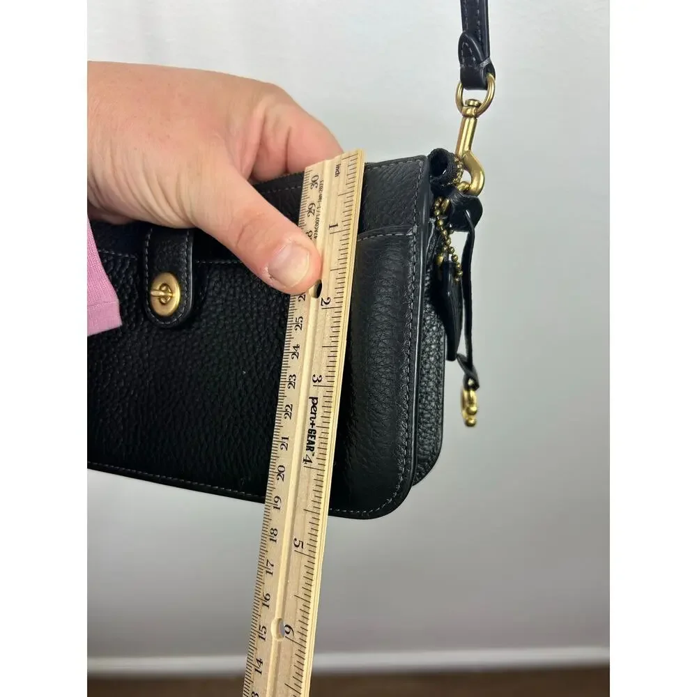 Coach Bella Black Pebbled Leather Small Crossbody Purse Handbag